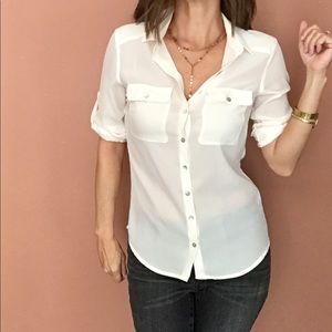 H&M Ivory Button Front Blouse 4 Capsule Piece
